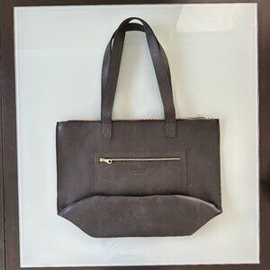 PARKER CLAY ENTOTO LEATHER ZIPPER TOTE | BLACK